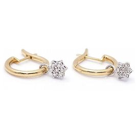 Autre Marque Pendientes Bicolor con Diamantes. Dorado