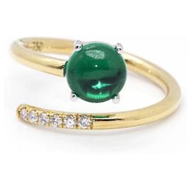 Autre Marque RAY Emerald and Gold Ring. Golden Green