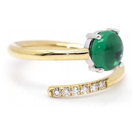 Autre Marque-RAY Emerald and Gold Ring.-Golden,Green