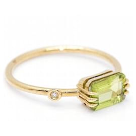 Autre Marque-Anillo de Oro, Peridoto y Diamante-Dorado,Verde claro