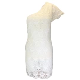 Autre Marque-Emilio Pucci Ivory One Shoulder Macrame Lace Dress-Cream
