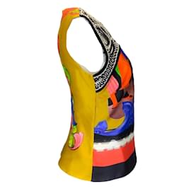 Autre Marque-Peter Pilotto Blusa de seda sem mangas com estampa bordada multicolorida-Multicor