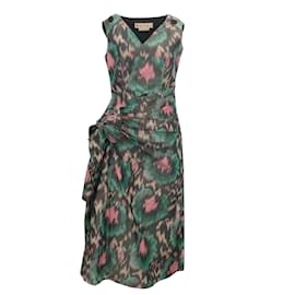 Autre Marque-Marni Pink / Green Multi Abstract Sleeveless with Tie Cocktail Dress-Multiple colors