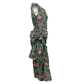 Autre Marque-Marni Pink / Green Multi Abstract Sleeveless with Tie Cocktail Dress-Multiple colors