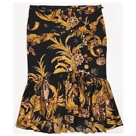 Roberto Cavalli JUST CAVALLI schwarzer Meerjungfrau-Rock mit Paisley-Muster Mehrfarben