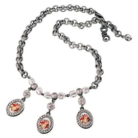 Dolce & Gabbana-Tara vintage DOLCE & GABBANA necklace in burnished steel with three cameos, new-Silvery