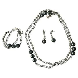 Dolce & Gabbana-Rare DOLCE & GABBANA set with anthracite gray pearl steel-Silvery