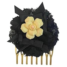 Dolce & Gabbana-Peigne à cheveux gracieux DOLCE & GABBANA métal doré et fleur-Doré
