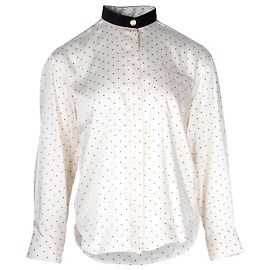 Sandro Paris Precy Polka-Dot-Hemd aus cremefarbenem Polyester Weiß Roh