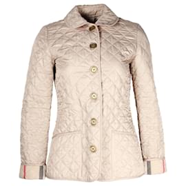Burberry-Burberry Brit Quilted Jacket in Beige Polyester-Brown,Beige