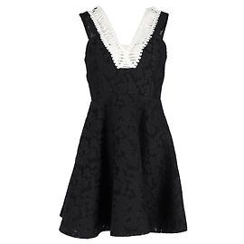 Mini-robe plissée en maille brodée Sandro Rhythm en polyester noir Noir