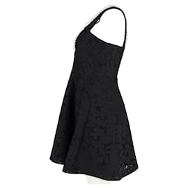 Sandro-Sandro Rhythm Pleated Embroidered Mesh Mini Dress in Black Polyester-Black