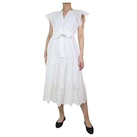 Autre Marque-Vestido midi bordado branco de manga curta - tamanho S-Branco