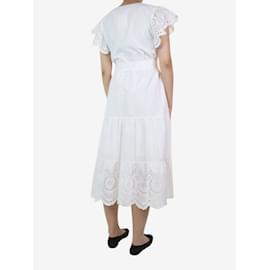 Autre Marque-White short-sleeved embroidered midi dress - size S-White