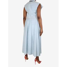 Miu Miu-Light blue sleeveless ruffled denim dress - size UK 12-Blue