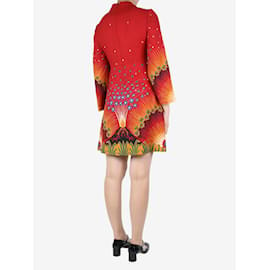 Valentino-Red long-sleeved printed dress - size UK 10-Red