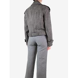 Dries Van Noten-Charcoal belted wool jacket - size UK 10-Grey