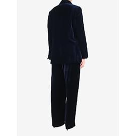 Autre Marque-Blue velvet blazer and trousers set - size UK 10-Blue