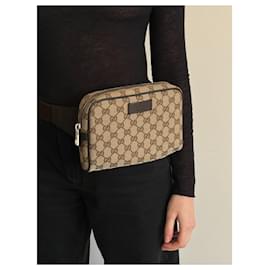 Gucci-GUCCI Signature GG Canvas Unisex Waist Belt Bag-Beige