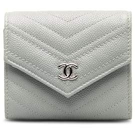 Chanel-Chanel Gray CC Caviar Small Wallet-Grey