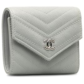 Chanel-Chanel Gray CC Caviar Small Wallet-Grey