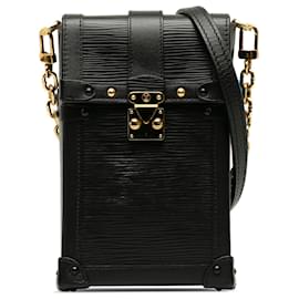 Louis Vuitton-Bolso de mano estilo baúl vertical Epi negro de Louis Vuitton-Negro