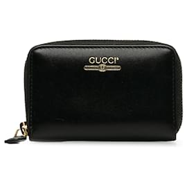 Gucci-Gucci Münzbeutel aus schwarzem Leder-Schwarz
