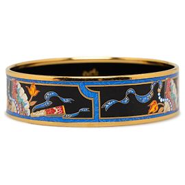 Hermès Hermes pulseira preta larga esmaltada Preto