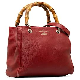 Gucci-Gucci Red Small Bamboo Shopper-Red