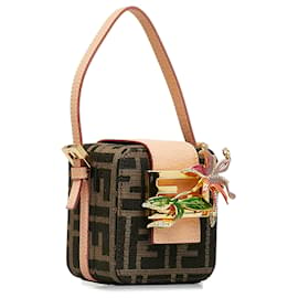 Fendi-Bolsa Fendi Brown Mini Zucca Orchid Cube-Marrom