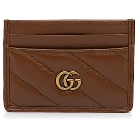 Gucci-Gucci Brown GG Marmont Matelasse Card Holder-Brown