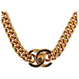 Chanel-Chanel Gold CC Chain Link Choker Necklace-Golden