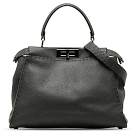 Fendi-Fendi Gray Selleria Peekaboo Satchel-Grey,Dark grey