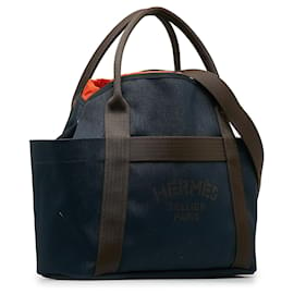 Hermès-Hermes Blue Sac de Pansage Grooming Bag-Brown,Blue,Navy blue