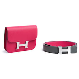 Hermès-Pochette Constance Slim Epsom Mexico sulla cintura T80 new-Rosa