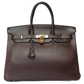 Hermès Bolsa HERMES BIRKIN 35 em couro marrom - 101701 Marrom