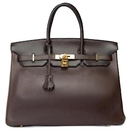 Hermès-Sac HERMES Birkin 35 en Cuir Marron - 101701-Marron