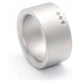 Autre Marque-NIESSING Ring in Steel and Diamonds.-Silvery