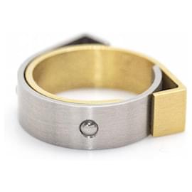 Autre Marque-CARL DAU GEOMETRY Ring in Gold and Steel-Silvery,Cream