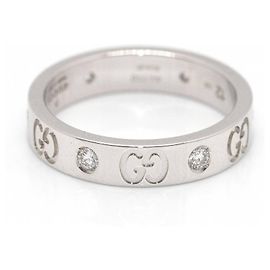 Anel GUCCI com Diamantes Ouro e Branco. Prata