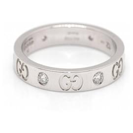 Gucci-GUCCI-Ring mit Diamanten in Gold und Weiß.-Silber
