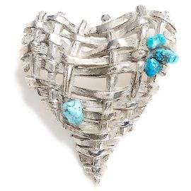 Christian Lacroix broche cristiano lacroix 99Un corazón de metal plateado turquesa. Plata