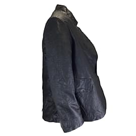Autre Marque-Zadig & Voltaire Black Verys Crinkled Lambskin Leather Blazer-Black