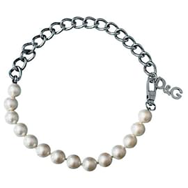 Dolce & Gabbana-DOLCE & GABBANA DJ-Modell-Halskette aus Perlen und Stahl0303-Weiß