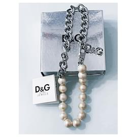Dolce & Gabbana-DOLCE & GABBANA pearl and steel DJ model necklace0303-White