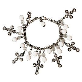 Magnífica e rara pulseira vintage DOLCE & GABBANA Romantic DJ0250 com cruzes e pérolas Prata