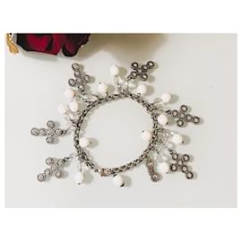 Dolce & Gabbana-Magnificent and rare vintage DOLCE & GABBANA Romantic DJ bracelet0250 with crosses and pearls-Silvery