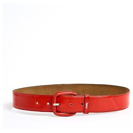 Yves Saint Laurent YSL 1990s Red Leather Belt FR70 Red
