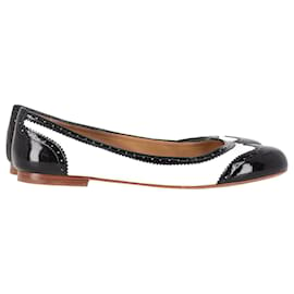 Church's-Church's Anna Two-Tone Ballet Flats in Black Patent Leather-White