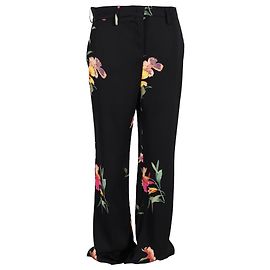Calça Etro com estampa floral em seda preta Preto